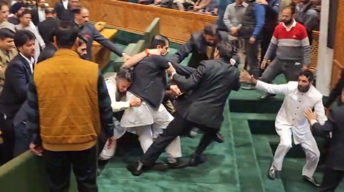 Ruckus In J&K Assembly Over Special Status Resolution, BJP MLAs Marshalled Out Ruckus In J&K Assembly Over Special Status Resolution, BJP MLAs Marshalled Out