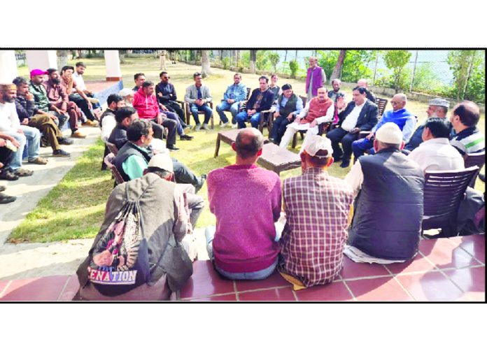 Cong fact-finding team interacting with the party workers in Doda on Monday. Cong fact-finding team interacting with the party workers in Doda on Monday.