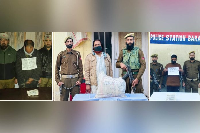 J&K Police Arrest Three Drug Peddlers With Contraband In Baramulla