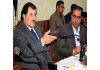 MLA Mubarak Gul chairing a meeting on Tuesday.