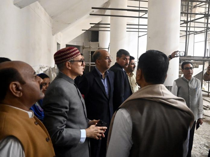 CM Omar Abdullah inspecting construction work on new Assembly complex at Jammu on Monday. CM Omar Abdullah inspecting construction work on new Assembly complex at Jammu on Monday.