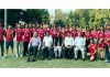 Winning teams of GGM Science College posing along with dignitaries.