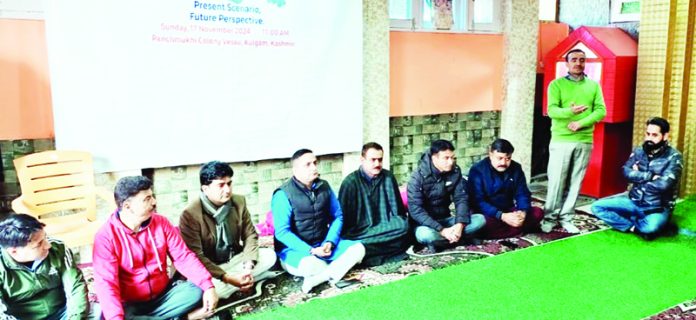 The representatives of Samadhaan Foundation during a meeting at Vessu Colony, Kulgam.