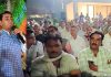 MLA Rajiv Jasrotia addressing his supporters at Jasrotia on Saturday. -Excelsior/Pardeep