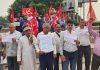 CPI(M) leaders and activists staging a protest in Jammu on Monday. —Excelsior/Rakesh