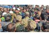 Assistant Labour Commissioner, Amit Kumar during talks with the agitating workers in Ramban on Tuesday.