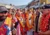 MLA Kuldeep Dubey and others participating in Kalash Yatra on Friday.