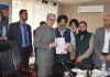 Delegation of Plus 2 Lecturers Forum submitting memorandum to Chief Minister Omar Abdullah.