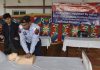 A police personnel learning life-saving CPR technique during a medical camp at PTTI Vijaypur on Tuesday.