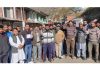 Local people staging protest at Shahdara Sharief in Rajouri on Monday. -Excelsior/Imran