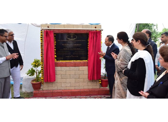 Chief Justice laying foundation stone for construction of mini-auditorium at J&K Judicial Academy. Chief Justice laying foundation stone for construction of mini-auditorium at J&K Judicial Academy.