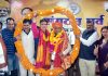Newly elected BJP president Sat Sharma being given welcome at party office on Monday. - Excelsior/Rakesh