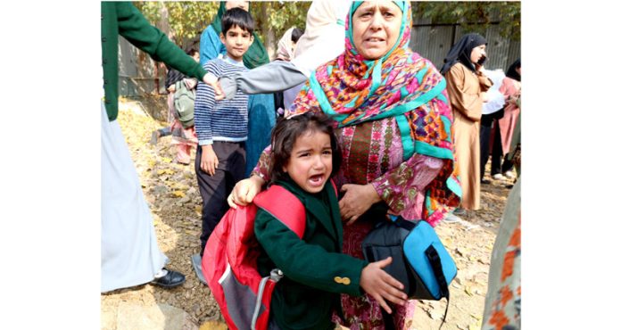 Aftermath of a fire incident that raged public school in Rajbagh area of Srinagar. -Excelsior/Shakeel