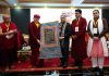 Thuksey Rinpoche handing over an appreciation letter to BJP national general secretary, Tarun Chugh at Leh on Wednesday to be presented to PM Narendra Modi.