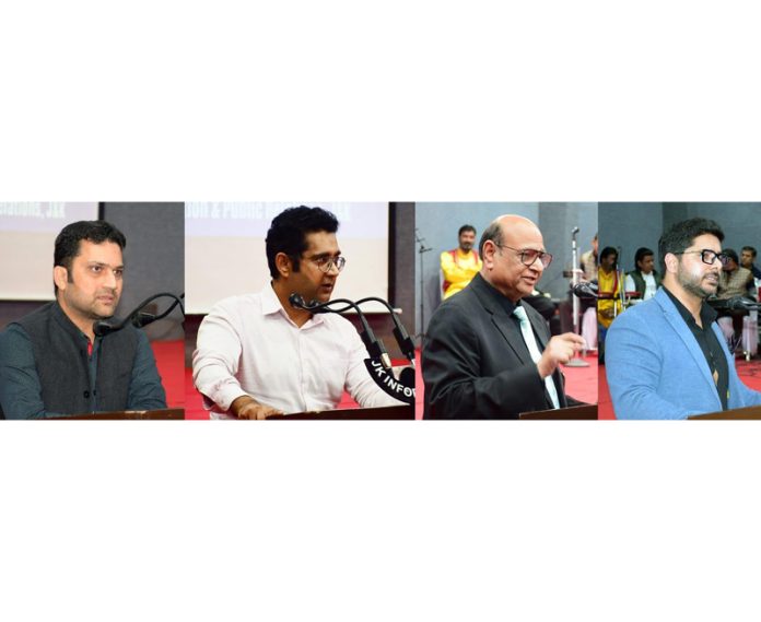 Dignitaries speaking during a function on National Press Day.