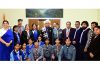 LG Manoj Sinha posing for a photograph with the volunteers and officials of J&K Bharat Scouts & Guides in Jammu.