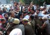 Youth Cong activists during protest in Jammu on Friday. -Excelsior/Rakesh