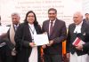 SC Advocate Neeta Verma receiving Law Day Honour from CJI Sanjeev Khanna during a function at New Delhi.