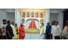 Mahant Rameshwar Das Maharaj posing along with others during the Prana-Pratishtha ceremony held at Thakurdwara Temple on Sunday.