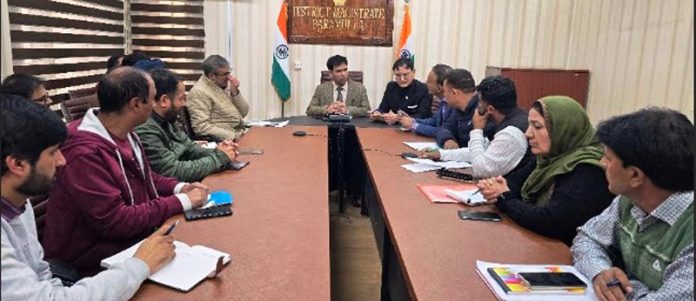 Div Com Kashmir chairing a meeting at Baramulla. Div Com Kashmir chairing a meeting at Baramulla.