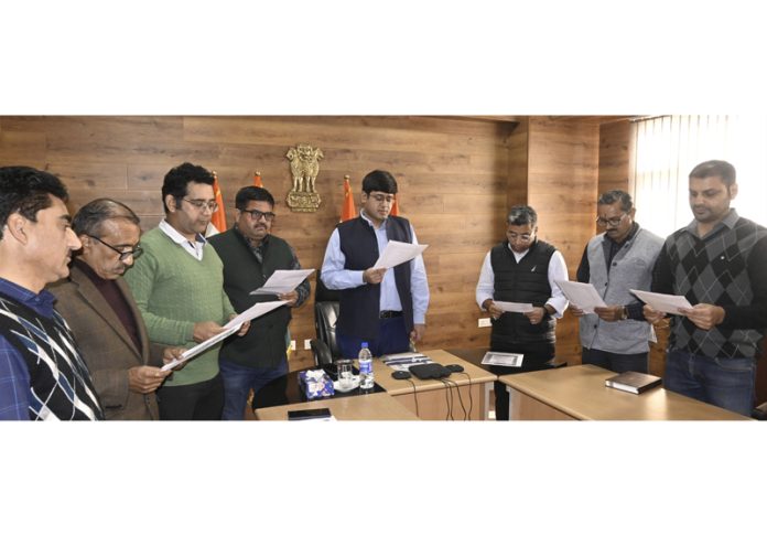 Director Information Jatin Kishore leading the officers to read the Preamble of the Constitution of India. Director Information Jatin Kishore leading the officers to read the Preamble of the Constitution of India.