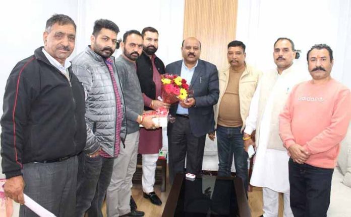 DyCM Surinder Kumar Choudhary during meeting with Yuva Rajput Sabha delegation.