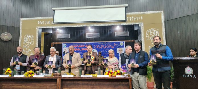 DyCM Surinder Choudhary, along with JU VC and others release journal of Urdu Department during inaugural function of seminar.