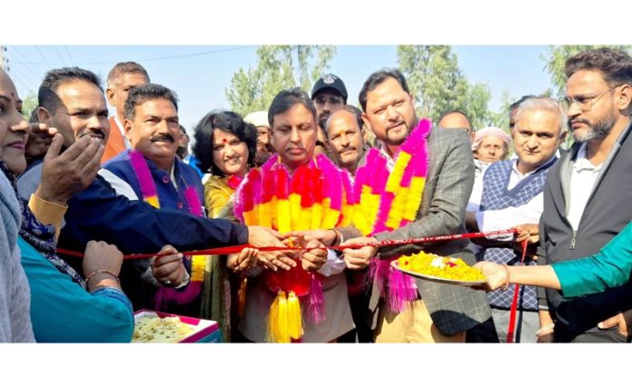 MLA Kathua, Bharat Bushan dedicating Jarai-Maksoospur road to public on Wednesday. MLA Kathua, Bharat Bushan dedicating Jarai-Maksoospur road to public on Wednesday.