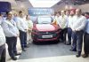J.S Isher, CEO Jamkash Vehicleades launching new Dzire in Jammu on Monday.
