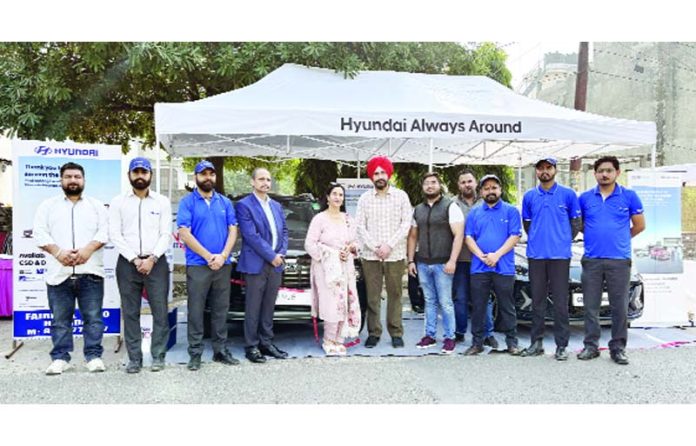 Ranjeet Kaur, Branch Head of JK Bank inaugurating ‘Hyundai Always Around’ Camp at Channi Himmat on Sunday. Ranjeet Kaur, Branch Head of JK Bank inaugurating ‘Hyundai Always Around’ Camp at Channi Himmat on Sunday.