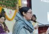 Principal IGGDC Jammu, Dr Praveen Akhtar Lone addressing new students during a program.
