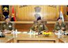 DGP Nalin Prabhat chairing a meeting of the police officers at DPL Jammu on Monday.