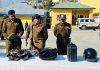 SSP Doda, Sandeep Mehta inspecting law and order equipments at DPL Doda on Tuesday.