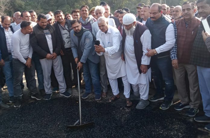 Minister Satish Sharma inaugurating a work.