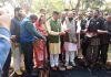 Col. Mahan Singh, DDC Chairman, Kathua kick starting blacktopping of roads.
