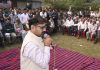 Minister Satish Sharma addressing public during tour to Chhamb constituency.