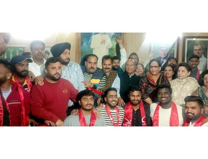 Senior NC leaders Rattan Lal Gupta, Bimla Luthra and others during joining function at party office in Jammu. Senior NC leaders Rattan Lal Gupta, Bimla Luthra and others during joining function at party office in Jammu.