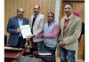 Plus 2 PSC Lecturers submitting a memorandum to Dy CM at Jammu on Tuesday.