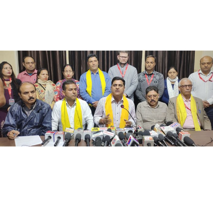 YAIKS president alongwith other members talking to media persons on Saturday. YAIKS president alongwith other members talking to media persons on Saturday.