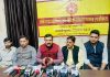 Mahant Rohit Shastri addressing media persons in Jammu on Tuesday.