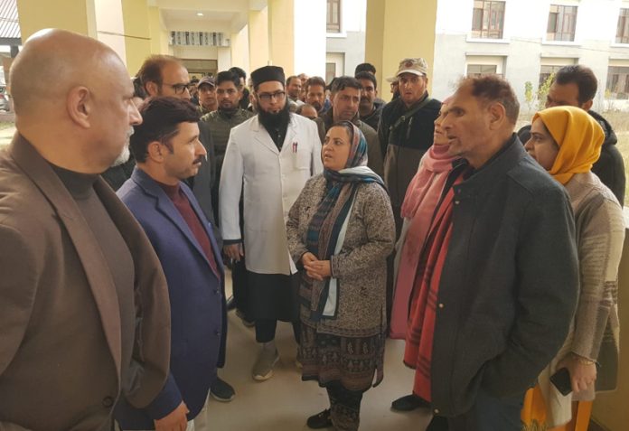 Minister Sakina Itoo during visit to GMC Anantnag on Tuesday.