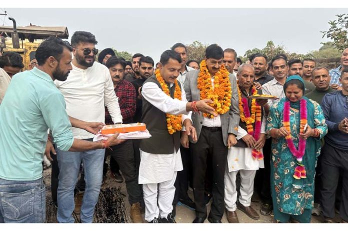 MLA Udhampur West Pawan Gupta and MLA Udhampur East, R S Pathania inaugurate key road project on Monday. MLA Udhampur West Pawan Gupta and MLA Udhampur East, R S Pathania inaugurate key road project on Monday.