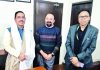 CEC, Dr. Mohd Jaffer Akhoon and MP Ladakh, Mohamad Haneefa during meeting with Union Minister Pralhad Joshi on Thursday.
