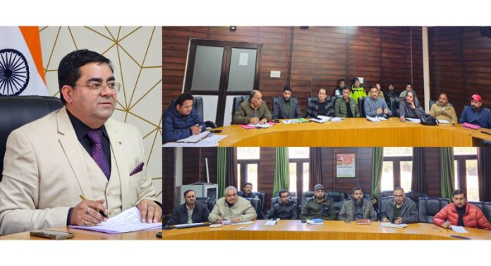 DC Kishtwar Rajesh Kumar Shawn chairing a review meeting on Wednesday.