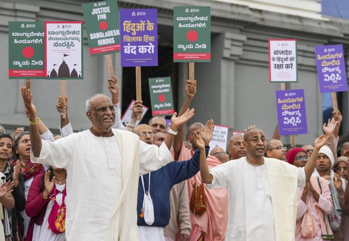 Protest against Hindu monk's arrest in Bangladesh