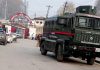 Security forces stationed outside Central Jail during raid conducted by SIA and CIK in Srinagar on Wednesday. -Excelsior/Shakeel