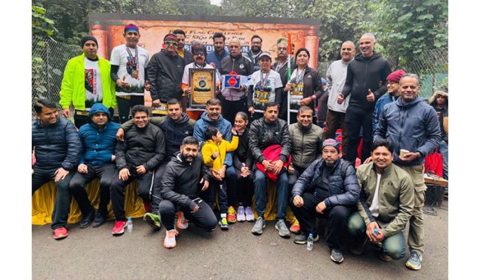 A group of runners from Jammu and Kathua districts posing during the 10K Flag Run for Wildlife held at Chandigarh. A group of runners from Jammu and Kathua districts posing during the 10K Flag Run for Wildlife held at Chandigarh.