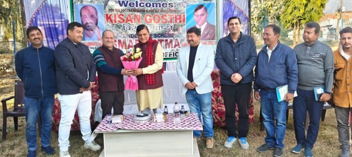 DDC Chairman, Kathua, Col. Mahan Singh along with other dignitaries during a workshop organised by Horticulture Department at Mahanpur on Saturday. DDC Chairman, Kathua, Col. Mahan Singh along with other dignitaries during a workshop organised by Horticulture Department at Mahanpur on Saturday.