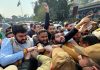 Youth Cong activists taking out protest march in Jammu. -Excelsior/Rakesh