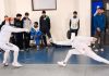 Fencers in action during selection trials at MA Stadium Jammu.